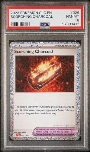 2023 POKEMON CHARIZARD & HO-OH EX DECK #026 SCORCHING CHARCOAL PSA 8