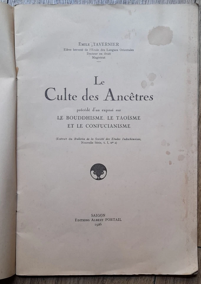 Tres Rare Le Culte Des Encêtres Par Émile Tavernier Saigon 1926 Vietnam... - Photo 4/4