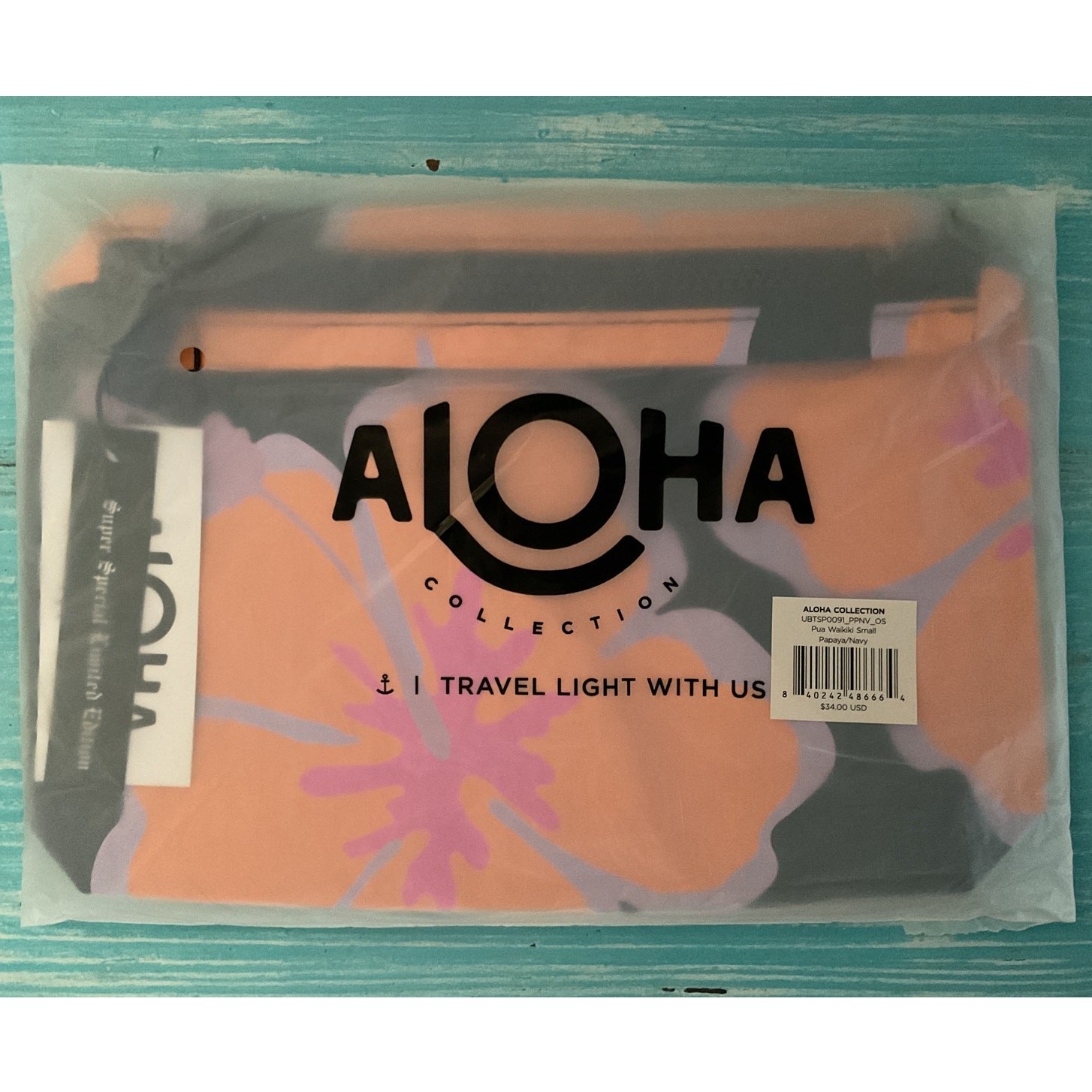 Aloha Collection Super Special limited Edition Pua Waikiki Papaya/Navy Small Bag