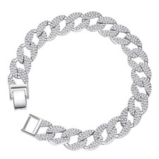 Silver Plated Bracelet Diamond Gemstone Cubic Zicronia 8 inch For Men & Boys UK