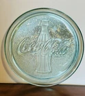 Vintage Coca Cola Pebbled Green Glass Serving Platter 13”