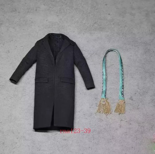 1/12 Scale Black Windbreaker Long Coat Suit Clothes Model For 6" Male Figure - Picture 3 of 7