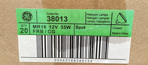 Caja de 200 GE MR16 Preciso Brillante Halógeno Dicroico 12V 35W 51mm 12o FRB/CG - Imagen 2 de 4