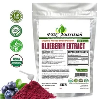Pure Organic Blueberry Extract 1.1lb (500 Grams) - Pure, Gluten Free- Freeze Dry