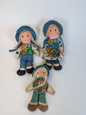 Set Of 3 Doll Knickerbocker The Original Holly Hobbie Pigtails and Bonnet 7" Vtg
