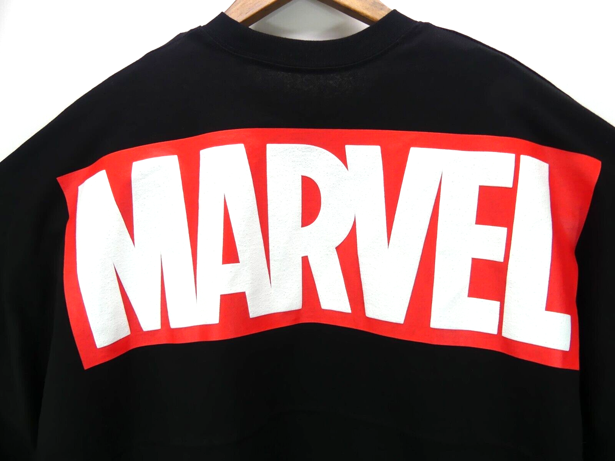 Marvel Logo Spirit Jersey Raised Print Adult XL Black Comics Marvel Logo Spirit Jersey Raised Print Adult XL Black Comics