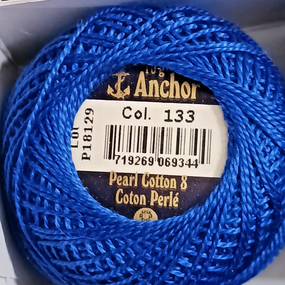 Anchor Cotton Pearl Thread Size 8 Box of 10 pc New Royal Blue Made In Germany - Image 3 of 4