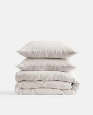 Quince 100% Linen Sand Duvet Set King 1 Duvet Cover  2 Pillow King Shams