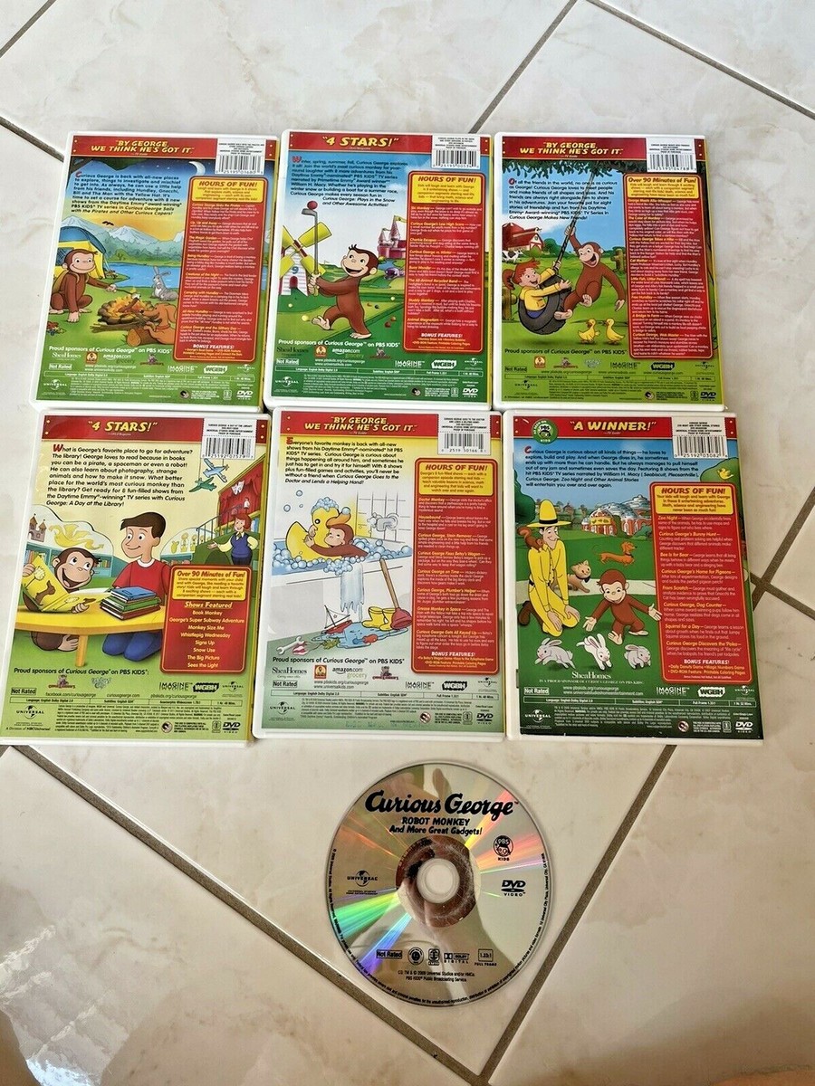 CURIOUS GEORGE 7 DVD Lot Pirates Snow Friends Doctor Zoo