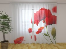 Fotogardinen aus Chiffon "Mohnblume" Vorhang mit Motiv, Fotodruck, auf Maß