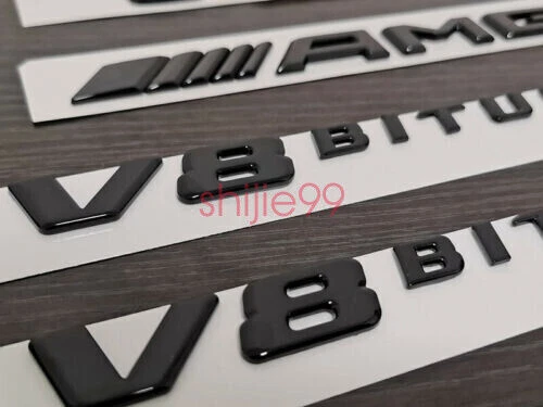 Negro Brillante C63S AMG V8 BITURBO PAQUETE Estrella Baúl Emblema Insignia Adhesivo C63 W205 Foto 4 de 4