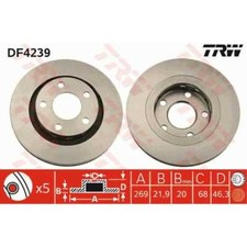 TRW 2x Bremsscheibe hinten 269 belüftet für Audi A8 4D2 4D8 A6 4B2 C5