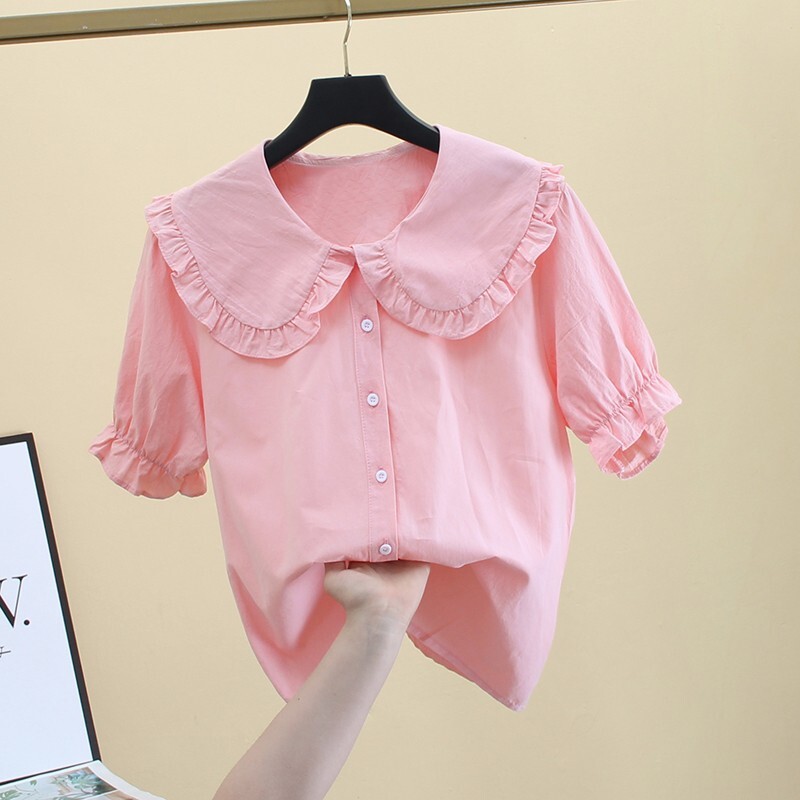 Blusas de lolita dulce Volantes Manga larga Blusa superior de lolita Camisa blan
