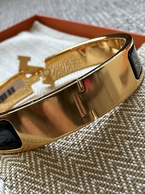 Size PM New HERMES Black GHW Clic H Bracelet Bangle w/ Receipt | eBay