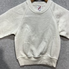 Vntg NOS Jerzees XS Kids Plain Sweatshirt Made In USA Ivory Cream Crewneck Read