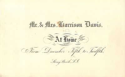 Mr & Mrs Garrison Davis, ''At Home'', December 5th-12th, Stony Brook L.I. NY