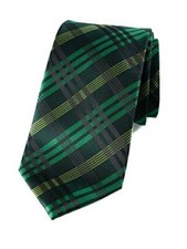 Men's Plaid Woven Necktie One Size Green