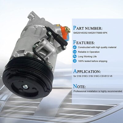 6PK AC Compressor 64529145352 64529175669 for BMW E46 316i 318i Z4