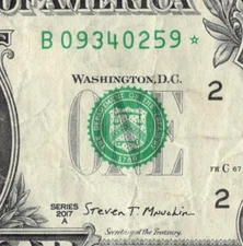 Series 2017A Star Note B New York 3.2M Pack Run FW $1 Dollar Bill B09340259*