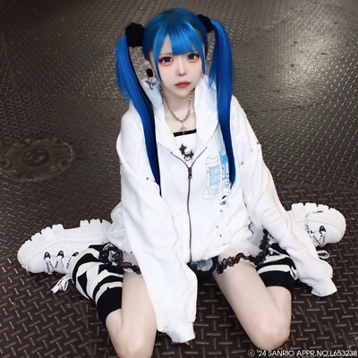 QOOZA × HELLO KITTY Collaboration Hoodie Full Zip One Size White