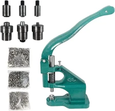 Hand Press  Eyelet Grommet Machine Punch Tool Kit with 3 Dies &1500 Pcs Grommets