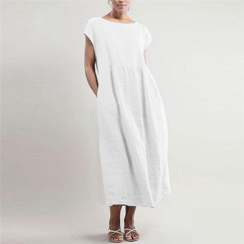 Dress Baggy Shift Womens Summer Short  Loose Casual Midi  Sleeve Womens Kaftan