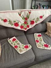 Pier 1 Imports Christmas Mantle Cover Runner, 82” Length, Embroidered and Beaded