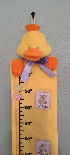 Duck Toddler Growth Chart Wall Hanging Six Photos Frame Fabric 24"-60" Unisex