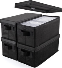 UENTIP CD Storage Boxes - Pack of 4 CD Case Storage - 13.2" X 5.9" X 5.3", Conta