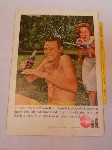 Coca Cola National Geographic Ad June 1960 Hose Douglas DC-8 Jetliner Airplane