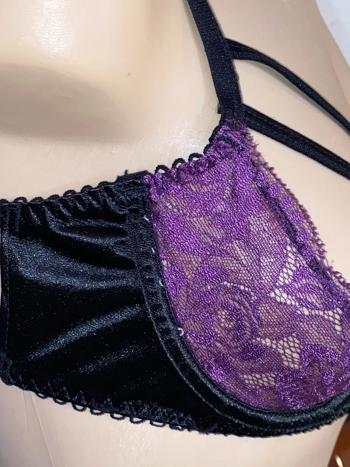 Sexy Satin Glossy Straps Lace Satin L XL Bra  Underwire - Image 3 of 4