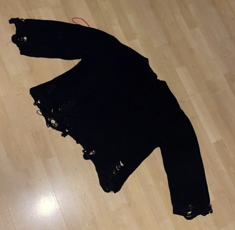 Peace love world Destructed Affirmation Vneck Sweater distressed gently preloved - Image 3 of 4