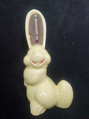 VINTAGE THADCO PORCELAIN/CERAMIC THERMOMETER EARS TATTLE TAIL BUNNY RABBIT