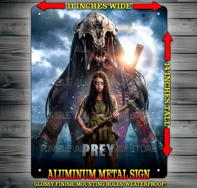 Prey 2022 Feral Predator and Naru Movie Metal Sign Wall Art 14'' x 11''