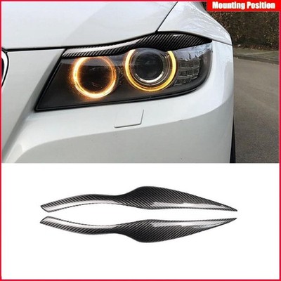For BMW 3 Series E90 2005-2012 Dry Carbon Fiber Headlight Eye Lid Eyebrow Cover