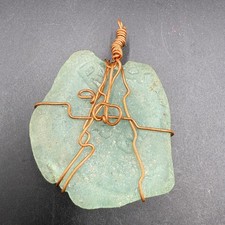 Hawaii Wire Wrapped Sea Glass Pendant Green Decor Beach Style