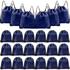 24 PCS Navy Blue Drawstring Backpack Bulk String Bags Sport Gym Cinch Sack