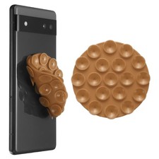 2 Pack Suction Phone Case, Round Double-Sided Suction Phone Grip, Brown