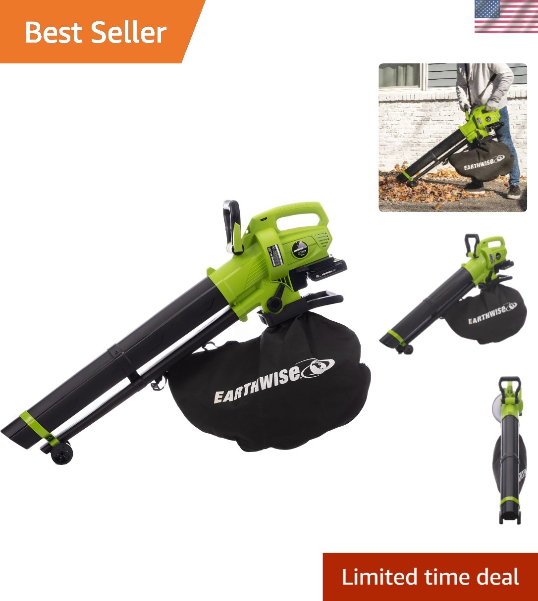 ALM 20V Lightweight Cordless Leaf Blower, Vac, and Mulcher - Ideal for Gardening
