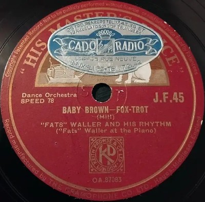 Schellack Fats Waller & His Rhythm EX 12 Inch LP His Master's Voice