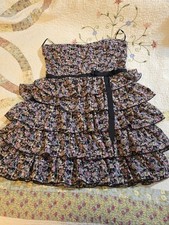Forever 21 Strapless Floral Ruffle Tiered Lined Smocked Mini Dress L/G