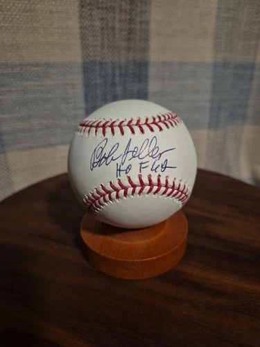 Bob Feller Autographed Baseball Inscribed HOF 62