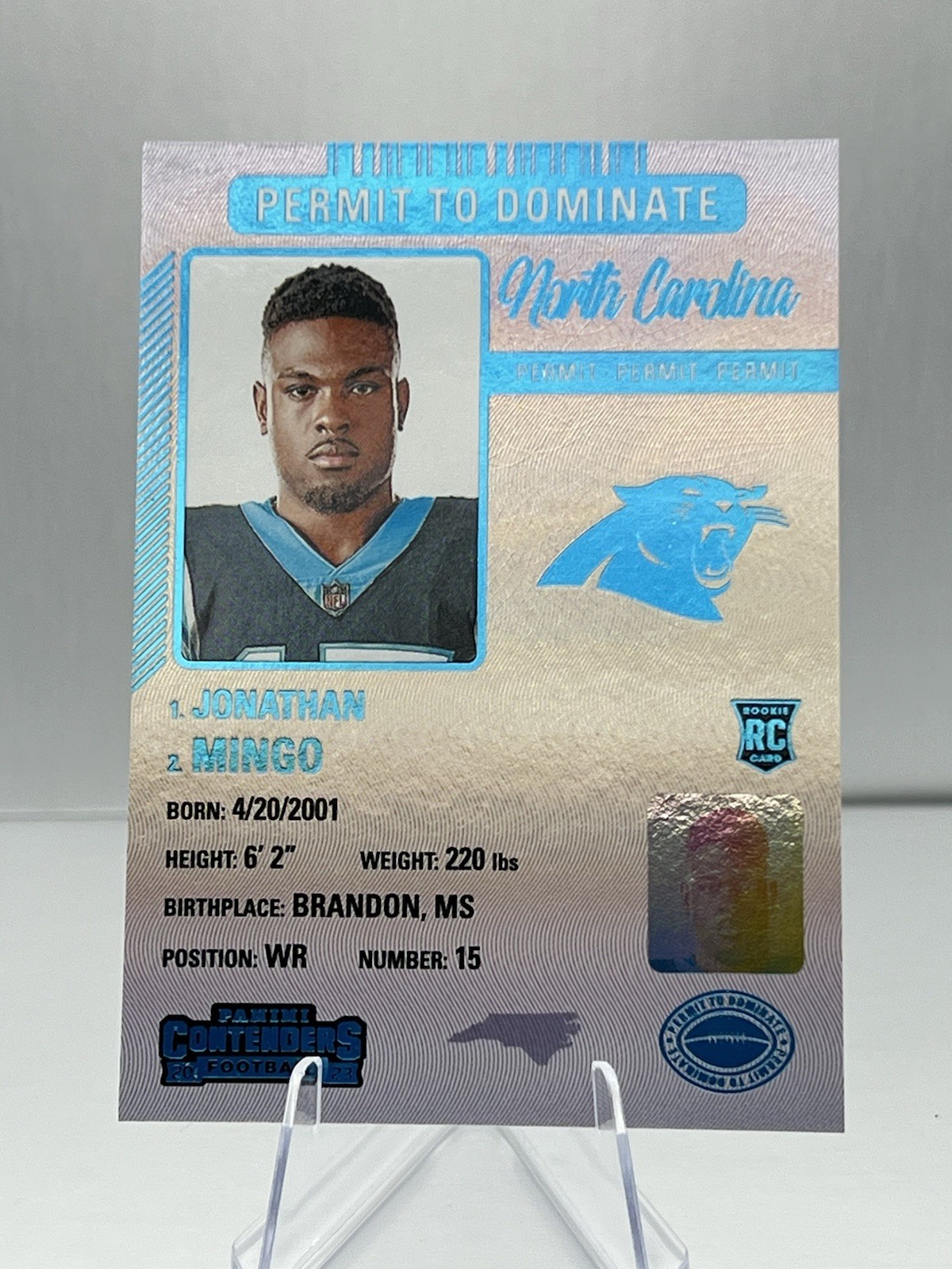 2023 Panini Contenders - Permit to Dominate Jonathan Mingo #20 (RC)