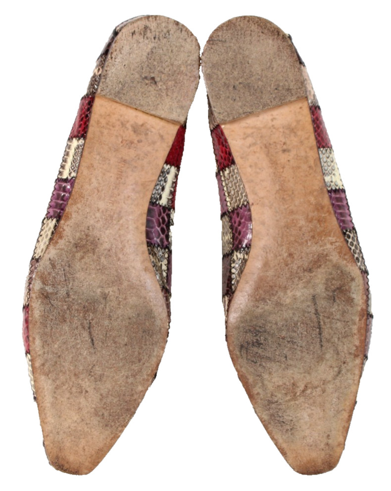 MANOLO BLAHNIK Multi-Color Patchwork Snakeskin Po… - image 13