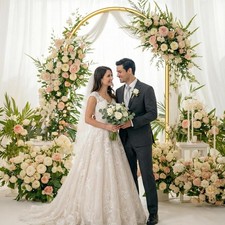 6.6FT Metal Arch Backdrop Background Stand Frame for Wedding Birthday Party Gold