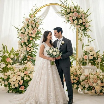 6.6FT Metal Arch Backdrop Background Stand Frame for Wedding Birthday Party Gold
