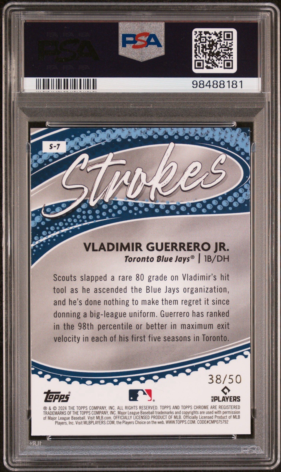 2024 Topps Chrome - Strokes GOLD /50 Vladimir Guerrero Jr - PSA 10 POP 2 view 2