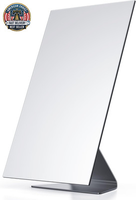 Rectangular Free-Standing Makeup Mirror, Frameless 1X Vanity Mirror with Adjusta