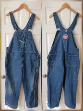 VTG Key Imperial Denim Bib Overalls Blue 40Carpenter Distressed Workwear