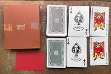 Vintage 2 Deck Set KEM Playing Cards, Club Back, Brown / Green 52/52, joker, box